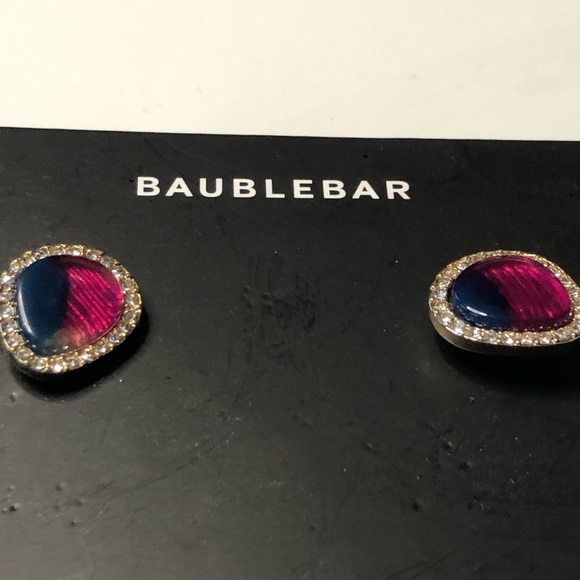 Bauble Bar Pink Blue Resin Pave & Gold Studs - Picture 4 of 6